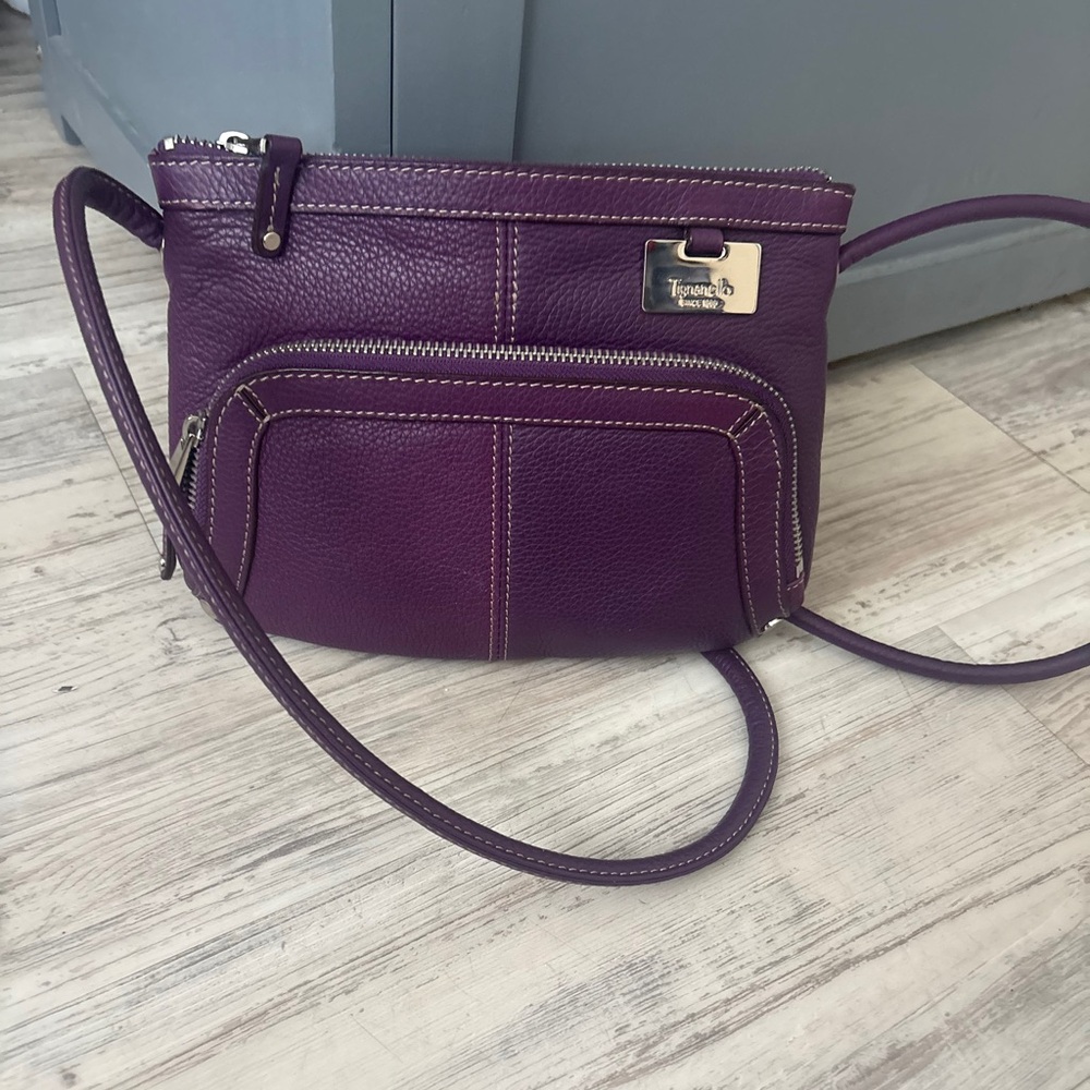 Tignanello Purple Shoulder Crossbody Handbag Purse Adjustable Strap